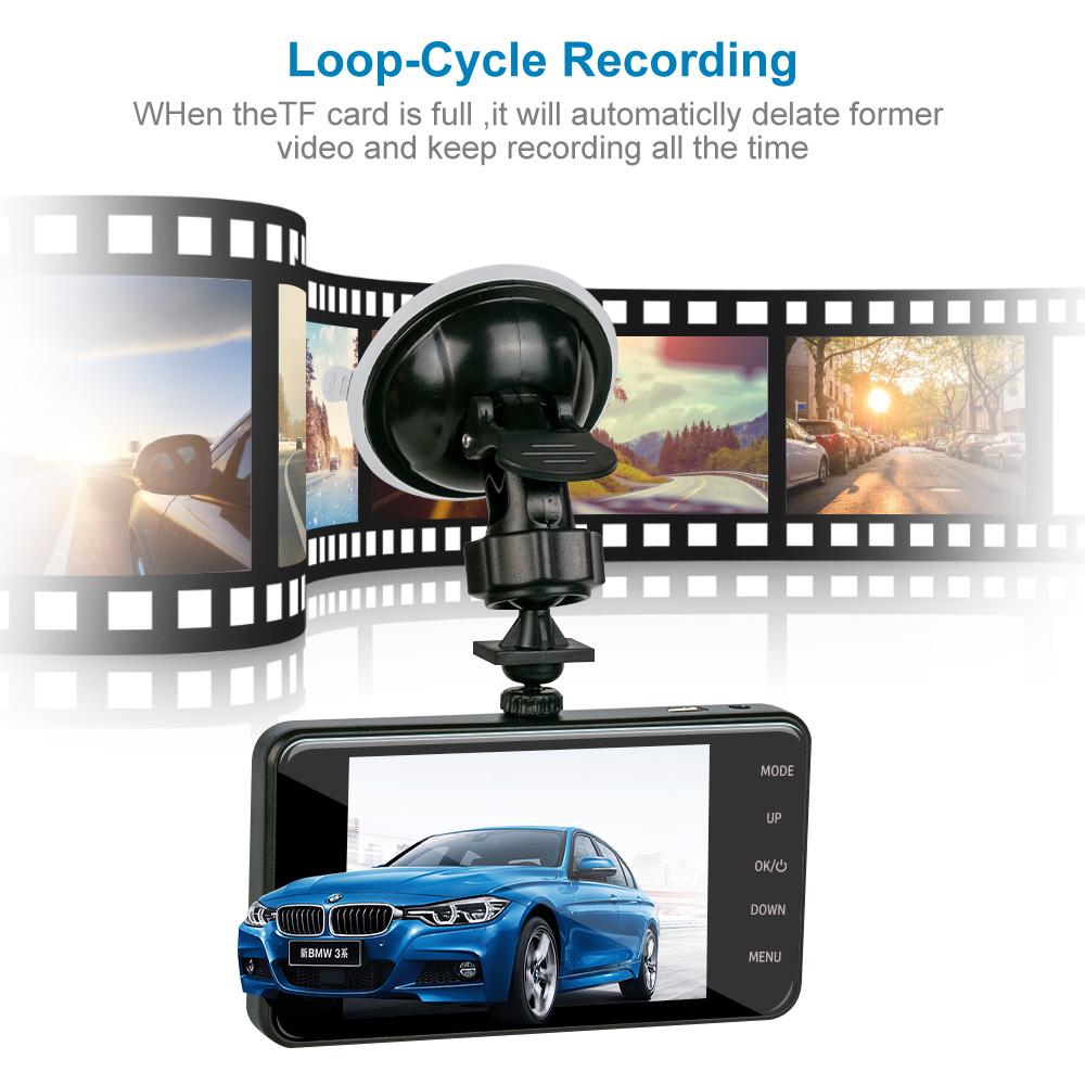 Car DVR Video Recorder Dash Camera 1080P Rear View Dual Lens 4 Full HD G Sensor Portable Cycle Recording Dash Cam Dashcam