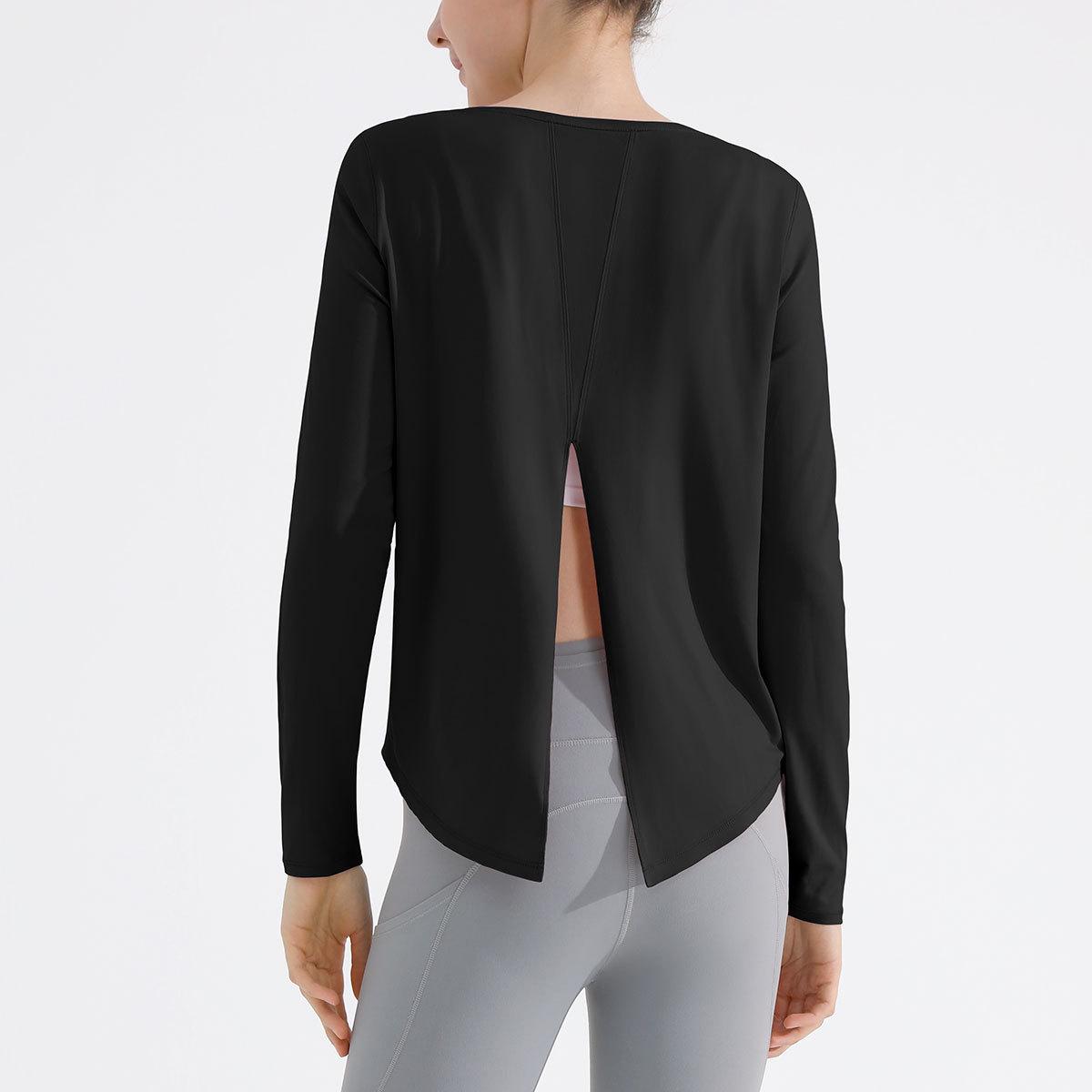 

Женский быстросохнущий топ с длинным рукавом для йоги и бега с разрезом и узлом на спине Medium