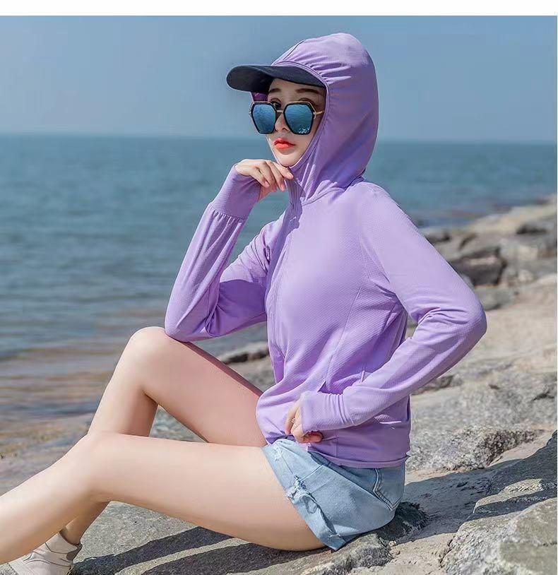 

Women s Ice Silk Anti-UV Color Block Running Jacket 2024 - Lightweight, Breathable, Slimming Sun Protection for Morning Runs L