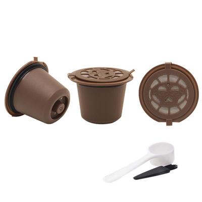3 Delar Återanvändbara Påfyllningsbara Kaffekapselfilter för Nespresso med Sked och Borste 20ML