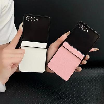 Luxury PU Leather Phone Case for Samsung Galaxy Z Flip 7 Fe 6 5 4 3 5G Hinge Protective Cover Durable Slim Fit