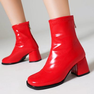 Elegant Ankle Boots for Women Autumn Winter 2024 Black Red White Short Boot Low Heels Footwear Shoe Ladies Waterproof Large Size