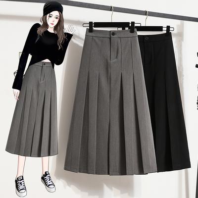 DIMANAF 2025 Tallas Grandes Otoño Faldas de Cintura Alta para Mujer Falda Suelta Línea A Moda Maxi Faldas Plisadas