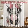 2D FLAT PRINTING 2pcs Curtains (Without Rod) Cow with Pink Bubblegum Chic Curtains&Window Treatment Versatile 100% Polyester