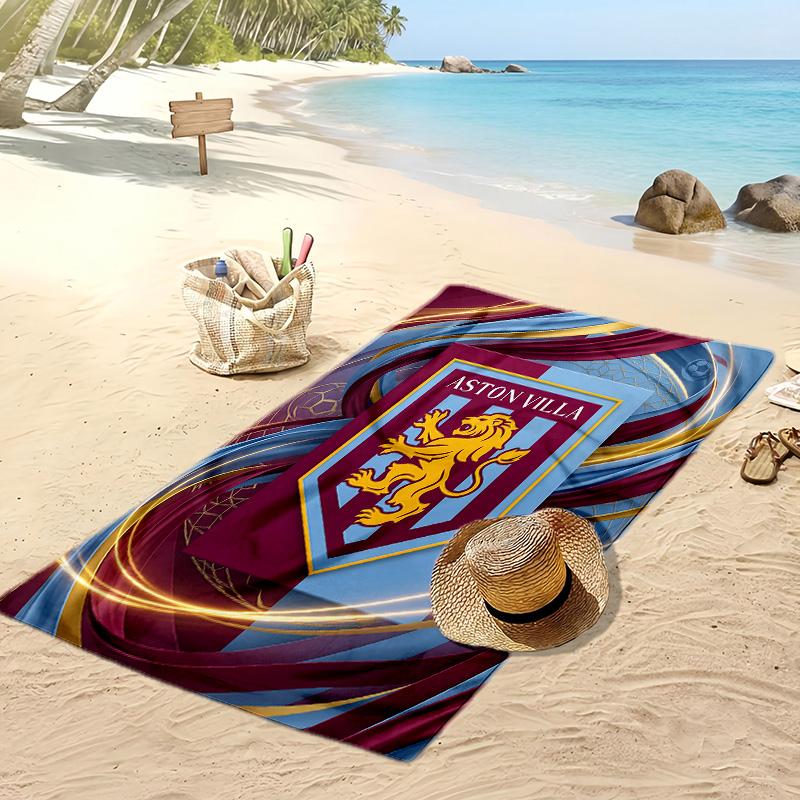 Asciugamano da Spiaggia con Stampa Calcio Aston Villa, Asciugamano Grande Morbido ad Asciugatura Rapida per Spiaggia Campeggio Nuoto