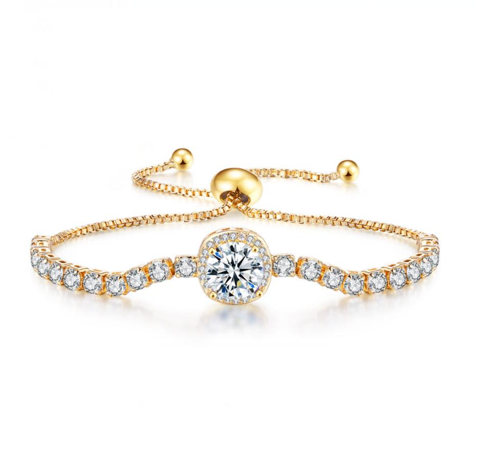 

Full Zircon Birthstone Bracelet Women S Adjustable Light Luxury Color Sugar Cube Jewelry Temperament Jewelry