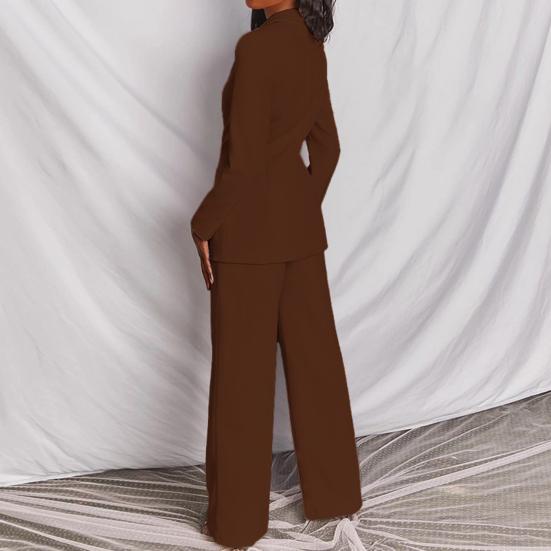 Damen 2-teilige Blazer-Outfits Business Casual Ein-Knopf-Blazerjacke Weitbeinige Elegante Hosen Set Professionelle Arbeits-Büro-Sets