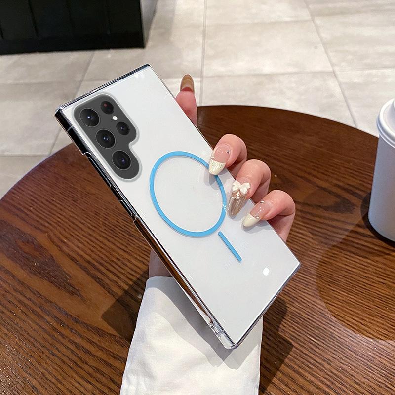 Trendy Thin Ring Magnetic High Permeability Shell Suitable for Samsung S25ULTRA Mobile Phone Case S24P Anti Fall Hard Shell