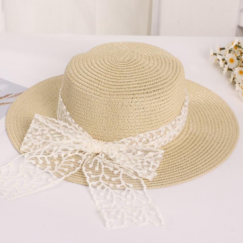 Lace Twiggy Straw Hat Seaside Vacation Sunscreen Beach Woven Sun Hat Atmosphere Straw Hat