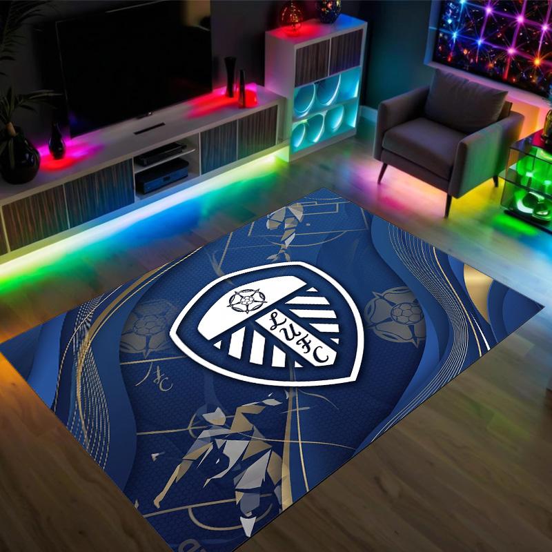 Leeds United Fußball Design Kristall Samt Teppich Gemütlich Kein?Rutschfester Teppich mit Aufdruck für Schlafzimmer Wohnzimmer Eingang