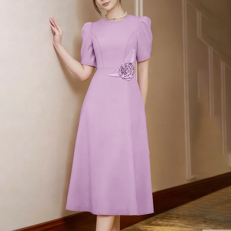 ZANZEA Damska letnia sukienka codzienna z okrągłym dekoltem i krótkim rękawem