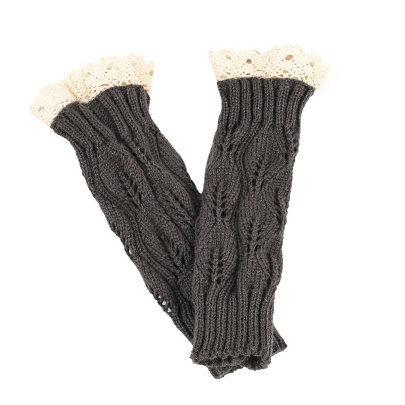Lace Arm Sleeves Slouchy Y2K Warm Knit Gloves for Women Girl Casual Hand Warmers