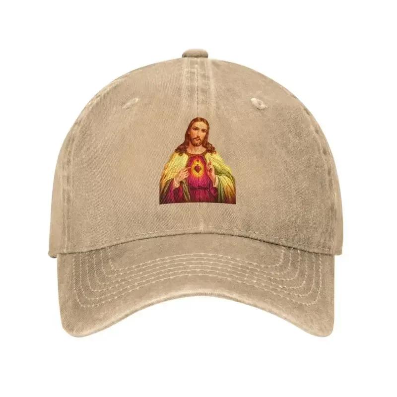 Custom Cotton Sacred Heart Of Jesus Baseball Cap Sun Protection Unisex Womens Adjustable Christian Catholic God Dad Hat