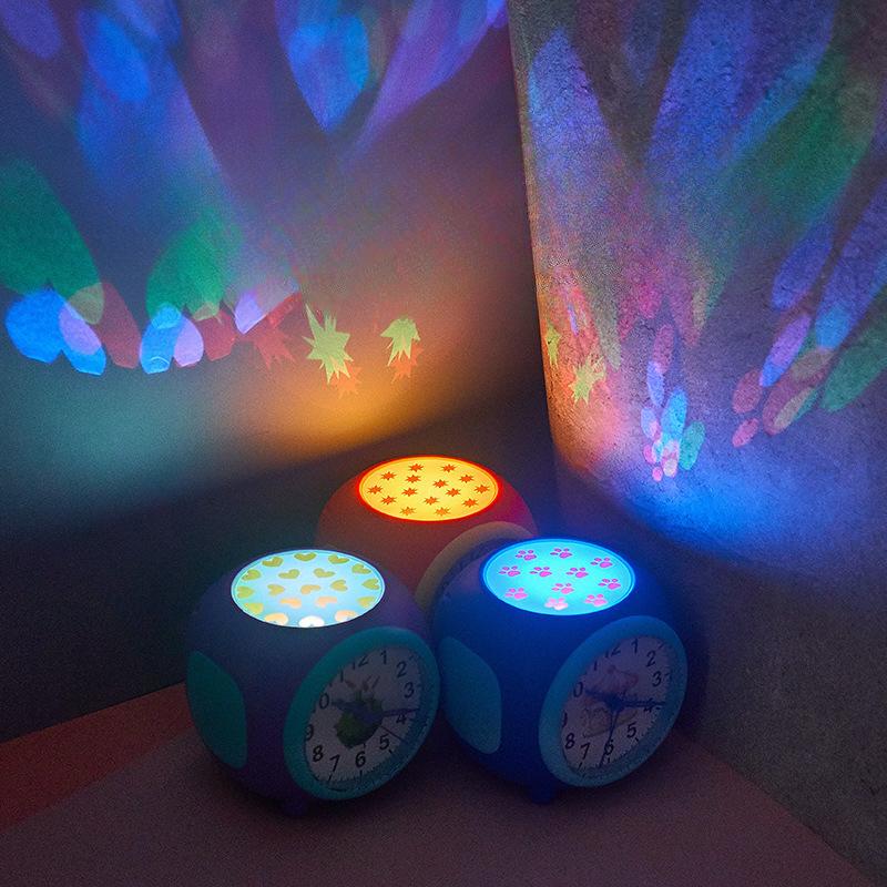 New Children's Romantic Starry Sky Projection Pointer Mute Alarm Clock Colorful Music Natural Sound Clock