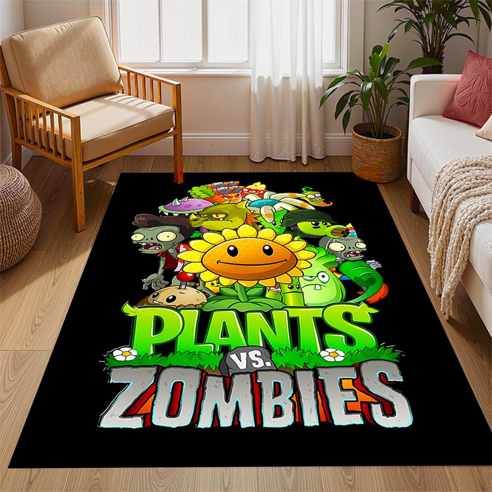 Zombie-Pflanzen Party-Thema Anti-Rutsch-Teppiche - Polyester Heimdekoration, Geeignet für Schlafzimmer, Wohnzimmer, Eingangsbereiche, Studios und Dekorationen