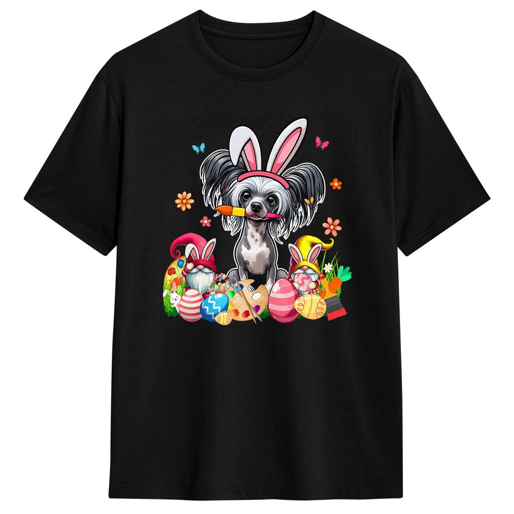 Unisex Tshirt Funny Dog Chinese Crested T Shirts Hippie Beach Tees Vintage 100 Cotton Tops Gift Idea