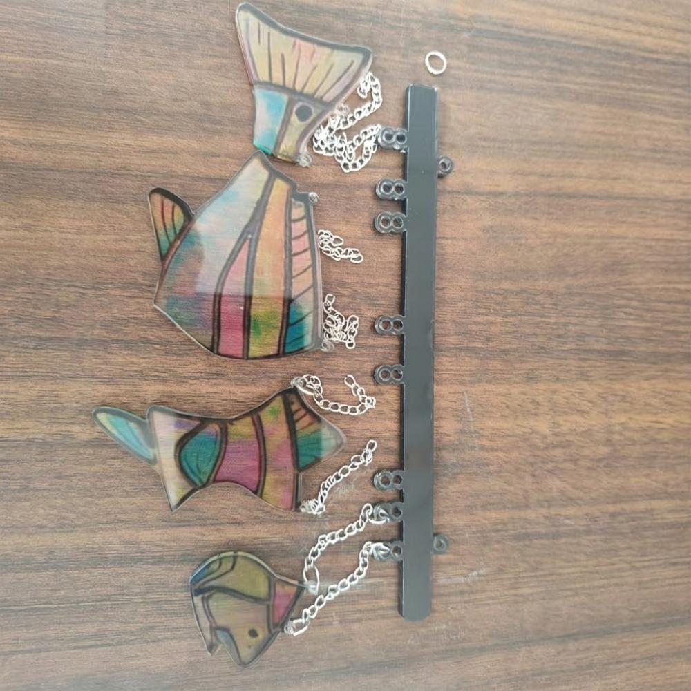 Hand-Painted Acrylic Fish Wind Chime Clear Vivid Fish Hanging Ornament Nature Lover 16cm/6.30in цветной