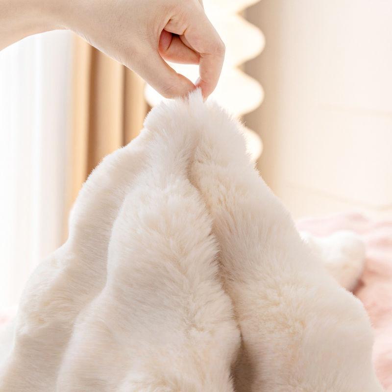 Rabbit Plush  Sofa Cover Winter Thickened Couch Pad Solid Color Premium Anti Slip Sofa Protective Blanket Sofa Dust Cover Towel