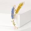 Korean Fashion Gold Wheat Ear Brooch Suit Corsage Decoration Temperament Women's Coat Exquisite Pin Inlaid Brick