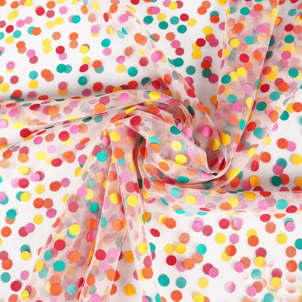New Design Colorful Polka Dot Tulle Fabric Sheer Lightweight Mesh Fabric Soft Polyester Bouquet Wrapping Paper For Flowers