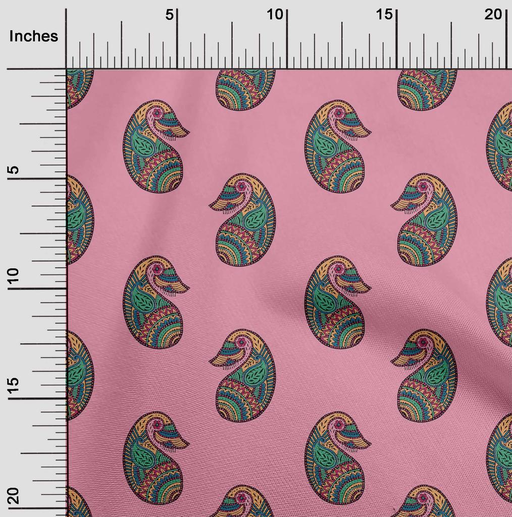 oneOone Cotton Flex Fabric Paisley Block Printed Craft Fabric BTY 40 Inch