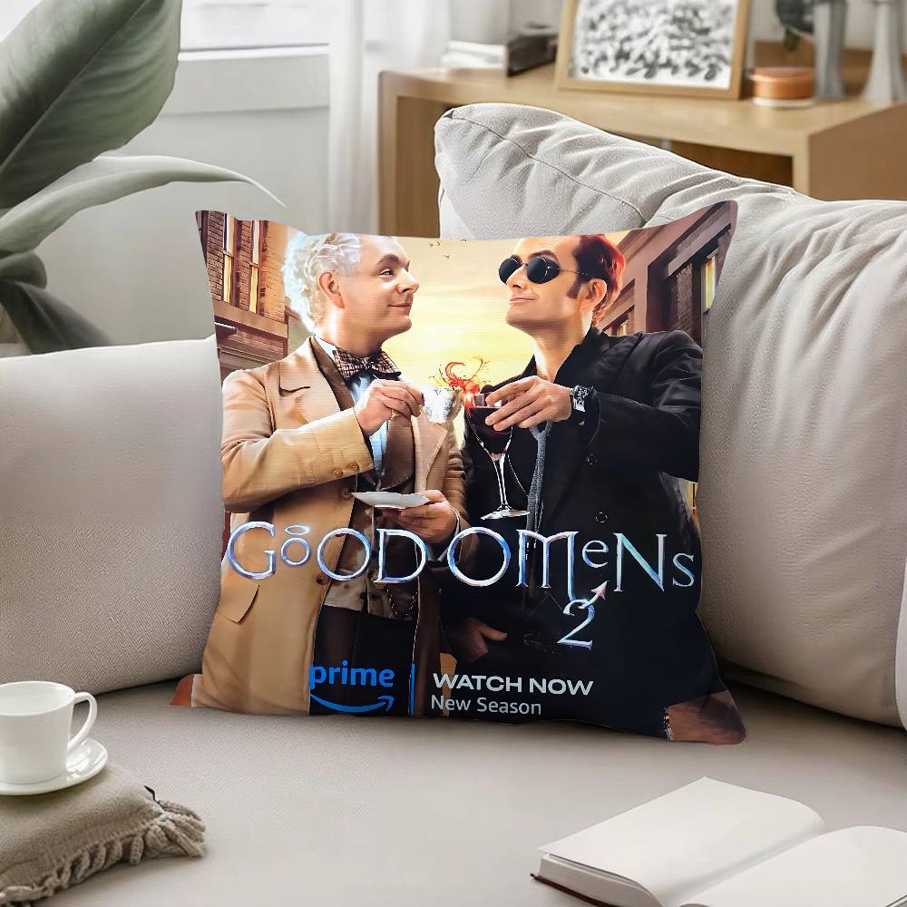 TV Cool W-Good Omens-S Pillow Case Cushion Cover Soft Cute Throw Pillow Case For Car Sofa Pillowcase Polyester With Zipper