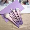 Professional 10PCS Makeup Brush Set Pink-Purple Gradient Handle Soft Synthetic Bristles for Full Face Cosmetic Application