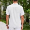 2025 New Men's Retro Striped Casual Comfort Cotton Linen Short-sleeved Shirt