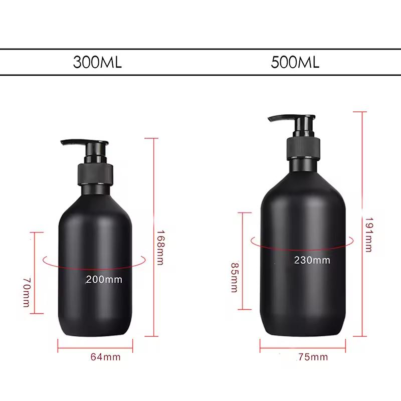 Matte Black 300/500ML Liquid Soap Dispenser Refillable Shampoo Conditioner Body Lotion Container for Bathroom Supplies Hotel