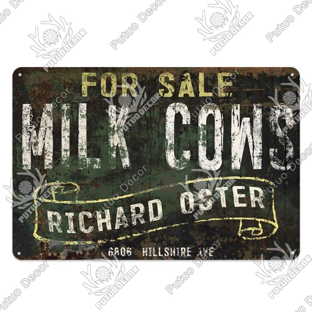 

Putuo Decor Farm Tin Sign Milk Vintage Tin Sign Plaque Metal Plate Retro Poster for Farmhouse Cow Pig Wall Stickers Art Decor 20x30cm（7.8x11.8inch）