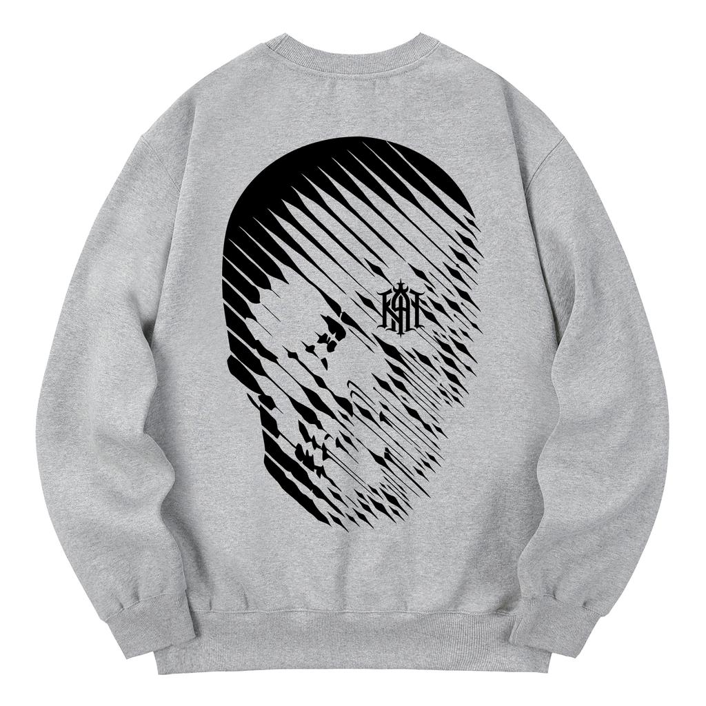 KAN6312 Kmg0143 Skullrain Fleece-Lined Sweatshirt - Gray
