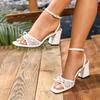 Sandalias de Malla Floral de Tacón Alto para Bodas de Verano para Mujer