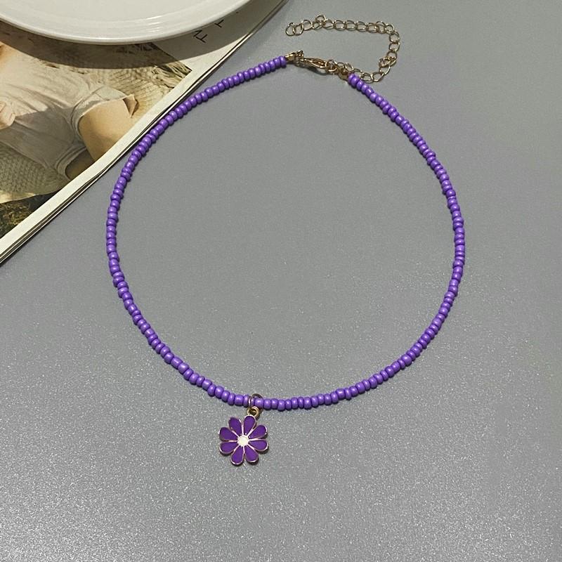 New Fashion Flower Choker Seed Beads Necklace for Girl Women Pendant Collar Jewelry Gift for Friend Necklace