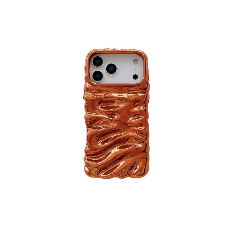 Overseas electroplating three-dimensional wrinkles are suitable for iPhone17Pro max Apple 16 mobile phone case 15/14 advanced sense