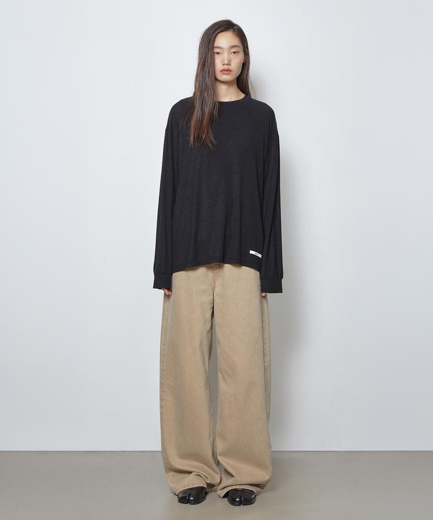 FRANTICSERVICE Slouch Crew Neck Long Sleeve - Black