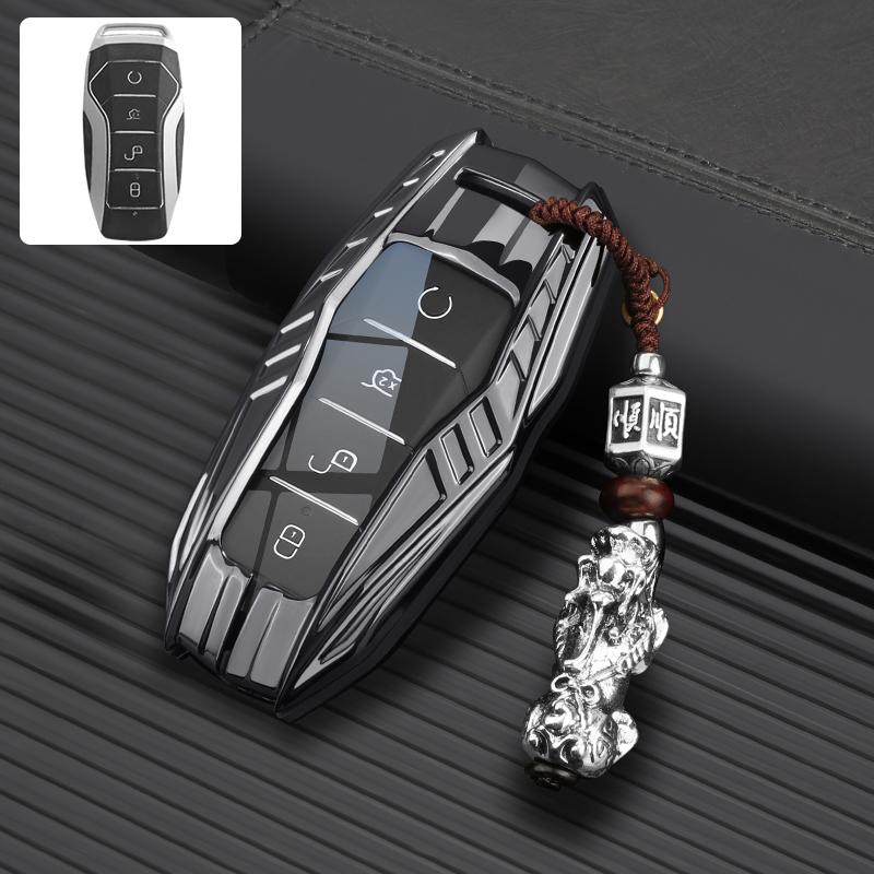 Car Zinc Alloy Leather Key Case Cover For BYD Atto 3 Han EV Dolphin Lied Tang Dm Qin PLUS Song Pro MAX Yuan Keychain Accessories