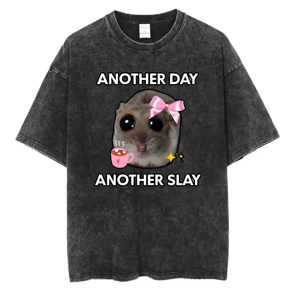 Funny Hamster I Cant Drive TShirt Washed Cotton Pink Car Graphic Tee Vintage Acid Wash Streetwear Retro Irony Loose Fit Top