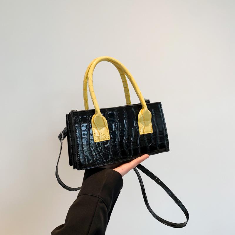 Modna torebka z łączonej tekstury 2025 wiosna nowa wszechstronna ins temperament mała kwadratowa torebka