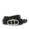 Athe Vanessabruno Bag 25mm Black Leather Double A Belt (Silver) AABE5F004BK