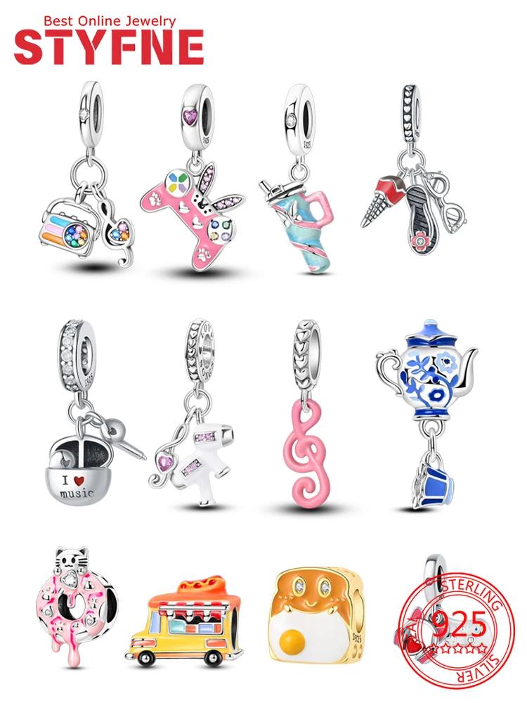 Daily Necessities Mug Game Machine Sound Car Donuts Bead Charms Copper Charm Bead Charms Pendant Compatible With Authentic Bracelets Making Jewellery