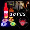 New 2/6/10PCS New Light Up Beer LED Coaster Flashing Round Shape Wine Glass Drinking Bottle Cup Luminous Mat Home Party Club Bar Supply