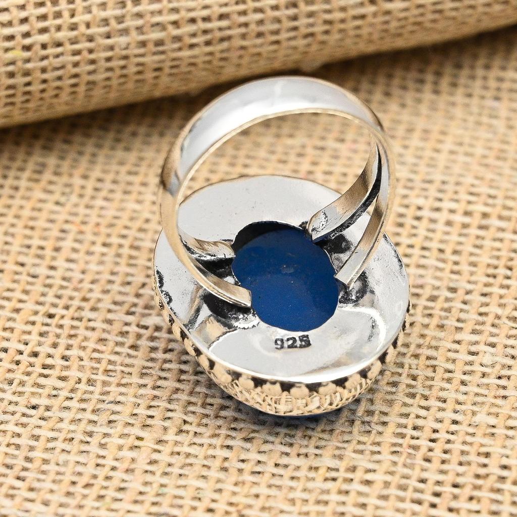 Blue Chalcedony Gemstone Handmade 925 Sterling Silver Wedding Jewelry Ring