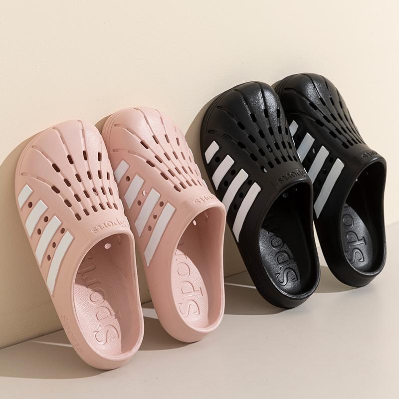 Matching Couple Hole-Pattern Sandals - Waterproof & Breathable Slip-On Slides for Summer, Lightweight Unisex Outdoor Beach Footwear with Flat Sole
