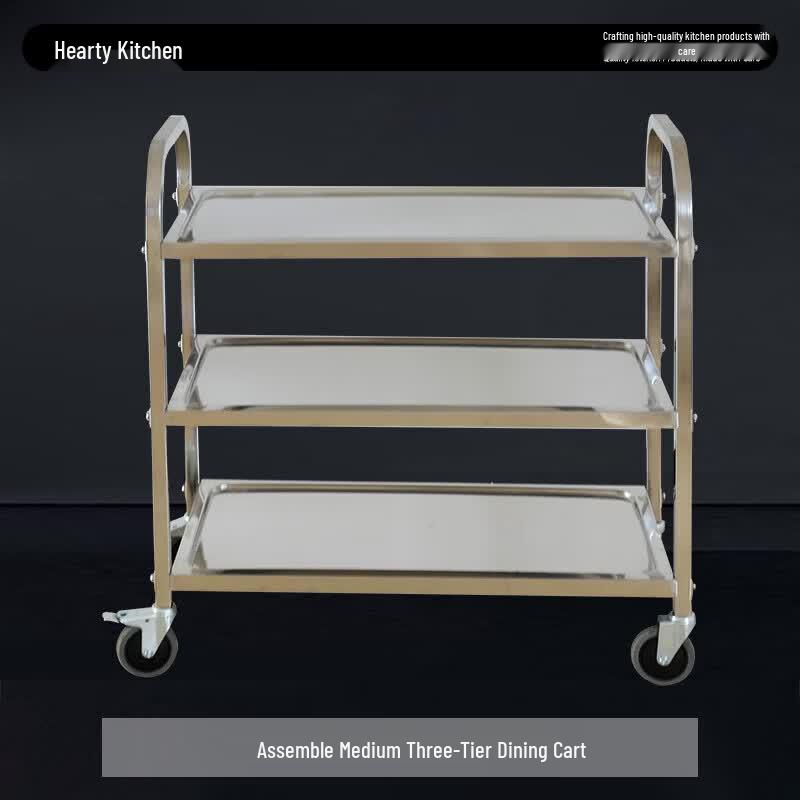 Hearty Chef Large Three-Tier Thickened Stainless Steel Dining Cart