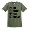 Eat Sleep Fish Repeat T-Shirt Lustiges Angler Fischer Geschenk Oberteil Tee