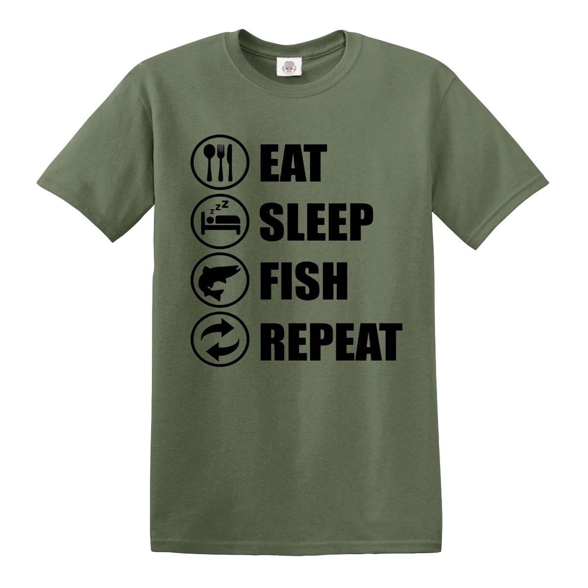 Eat Sleep Fish Repeat T-Shirt Funny Fishing Fisherman Gift Top Tee S разноцветный