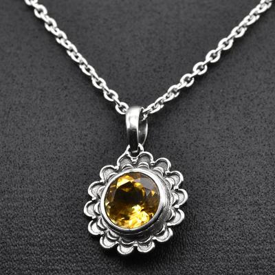 Citrin Edelstein Halskette mit Kette 925 Sterling Silber Boho Schmuck, handgemachter Schmuck, Jubiläumsgeschenk, Party Halskette, Brautjungfern Geschenk