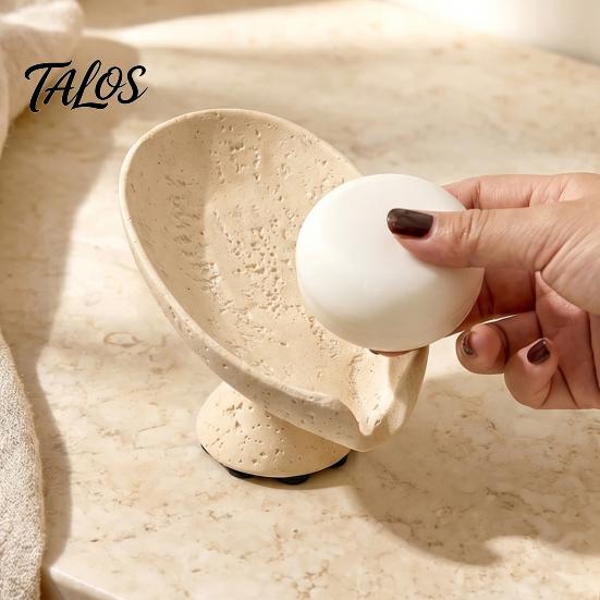 Soap Dish for Shower Lotus Leaf Holder, Self Draining Box, Tray Nordic Style Decorative Container, Home Bathroom Countertop Stone Holder