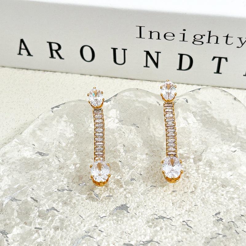 Manufacturer S Supply Is Fashionable, Water Droplets Full Of Diamonds, Earrings, Simple And Versatile Earrings, In Stock. золотой