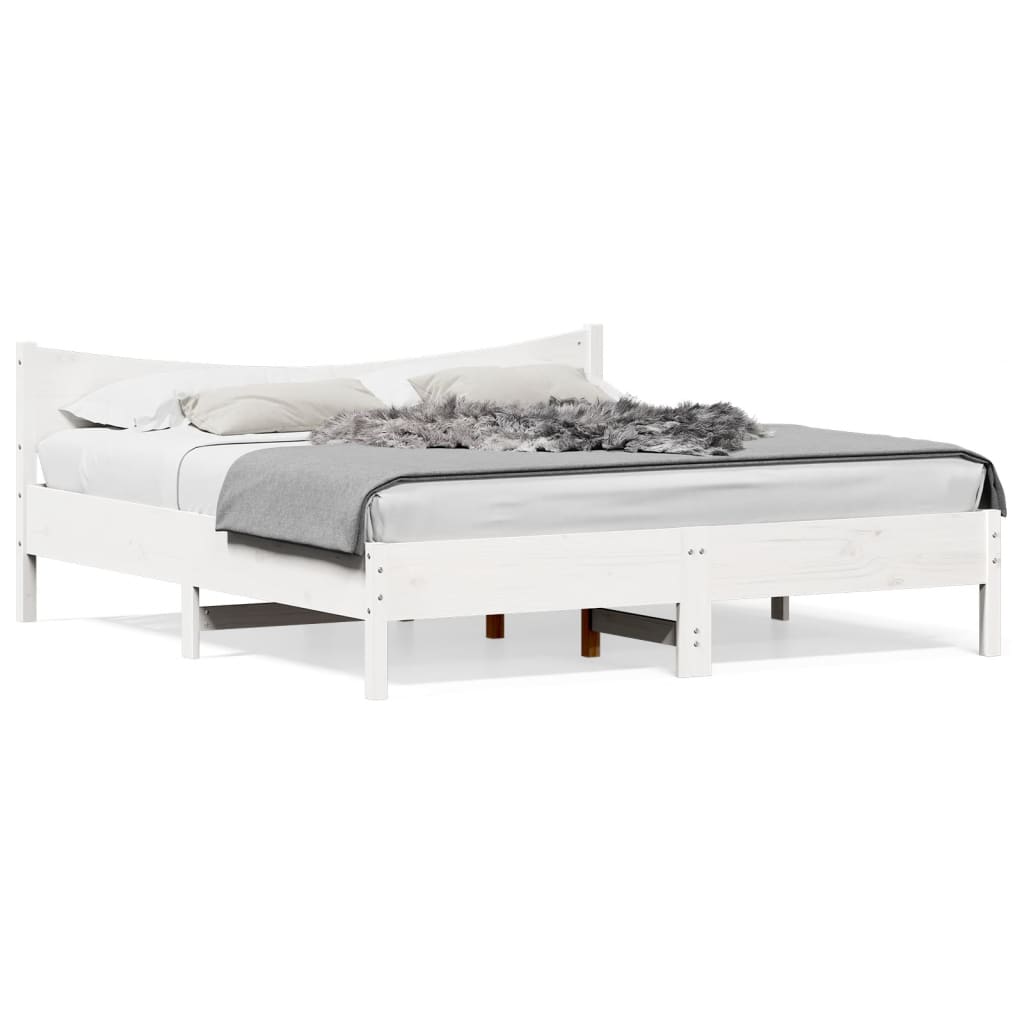 Solid Wood Bed without Mattress White 180x200 cm Pine Wood
